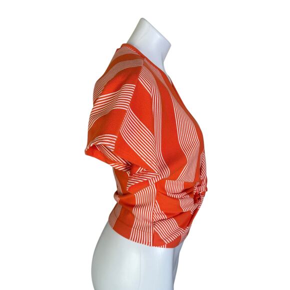 ❌SOLD❌ Bishop & Young | Women's Orange White Stripe Twist Top | Size: S - Picture 3 of 6